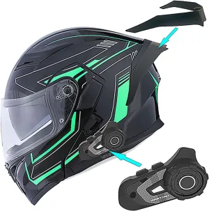 1Storm Motorcycle Modular Full Face Helmet Flip up Dual Visor Sun Shield: HB89