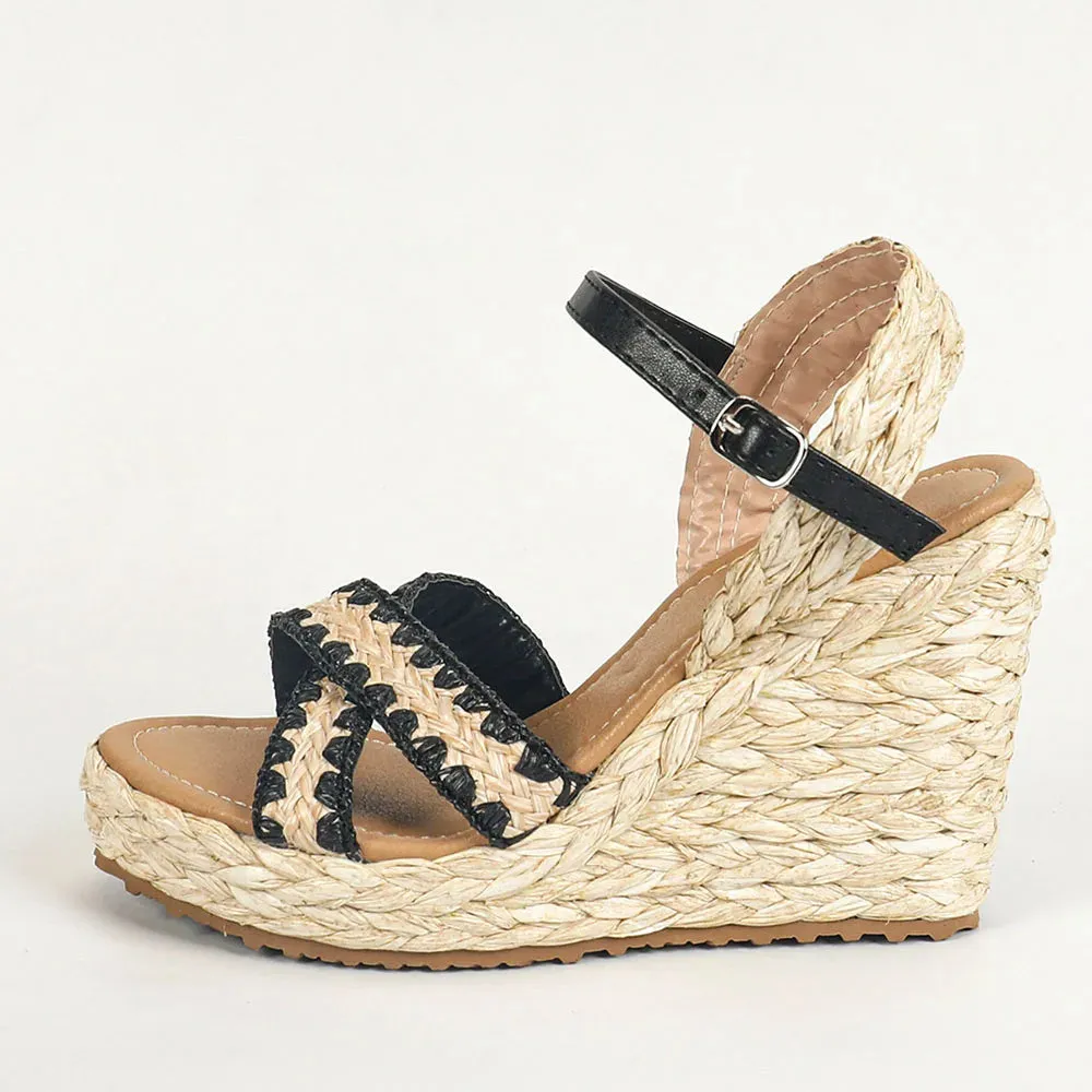 2024 New Summer Espadrille Platform Wedges Sandals Trendy Fashion Leisure Comfy Women Beach Shoes Sandals