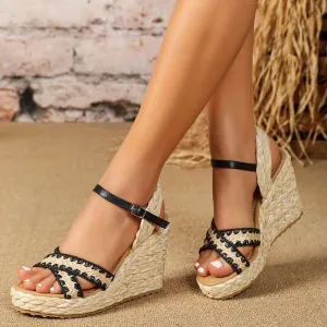 2024 New Summer Espadrille Platform Wedges Sandals Trendy Fashion Leisure Comfy Women Beach Shoes Sandals