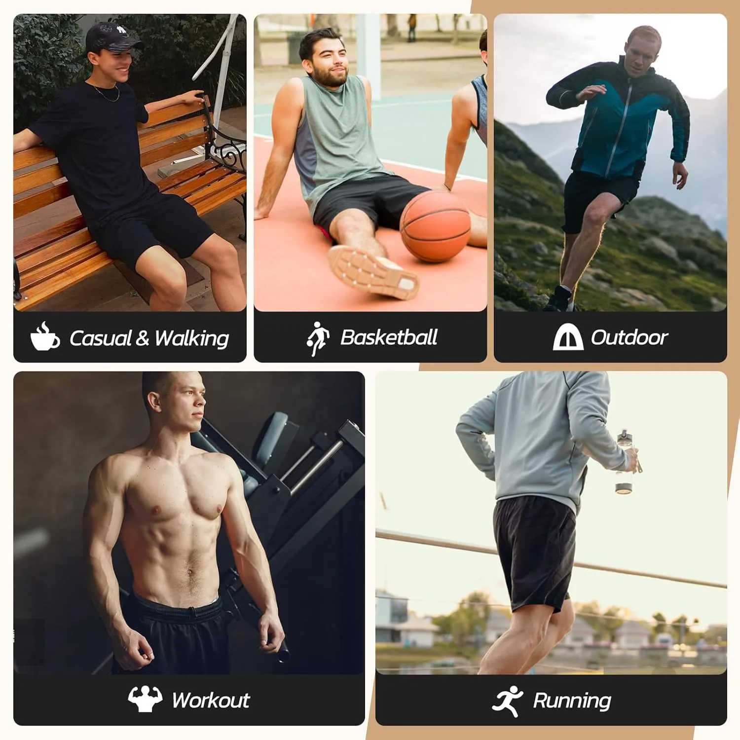 3 Pack Gym Basketball Mens Shorts - Quick Dry Black Workout Athletic Shorts with Pockets for Casual Running (S-6XL)