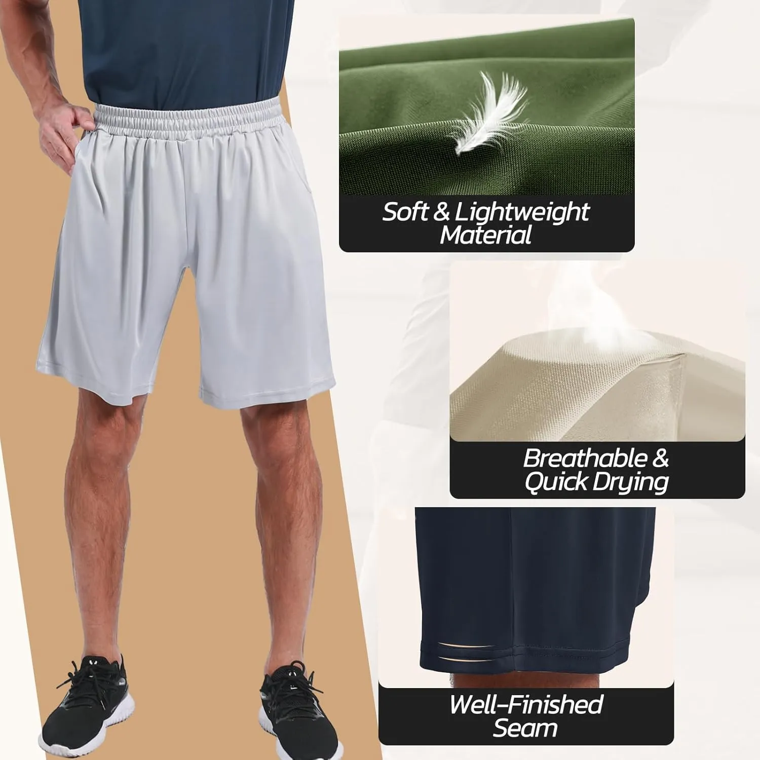 3 Pack Gym Basketball Mens Shorts - Quick Dry Black Workout Athletic Shorts with Pockets for Casual Running (S-6XL)