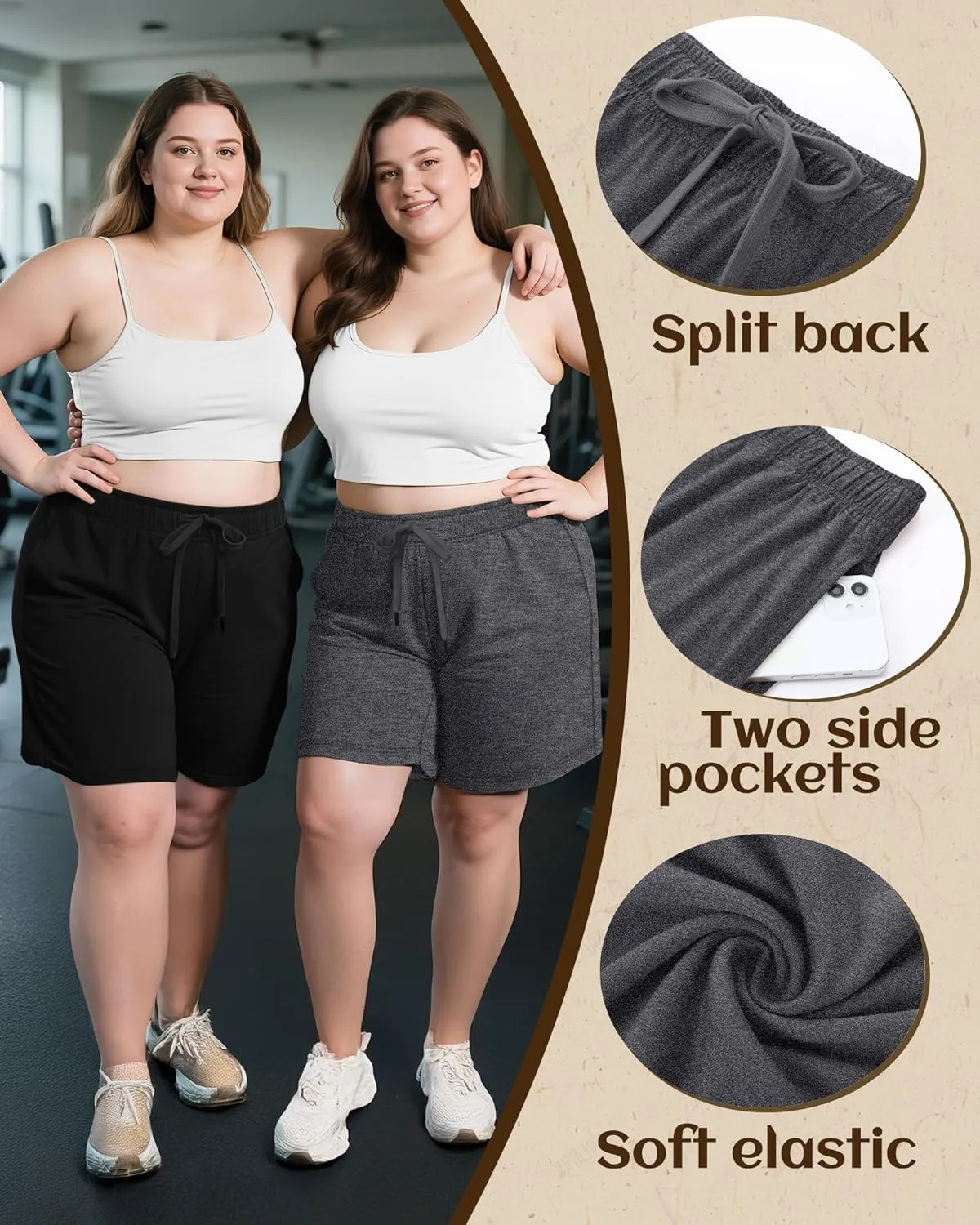 3 Pack Plus Size Bermuda Shorts for Women Comfy Loose Casual Drawstring Sweat Pants with Pockets XL-5XL