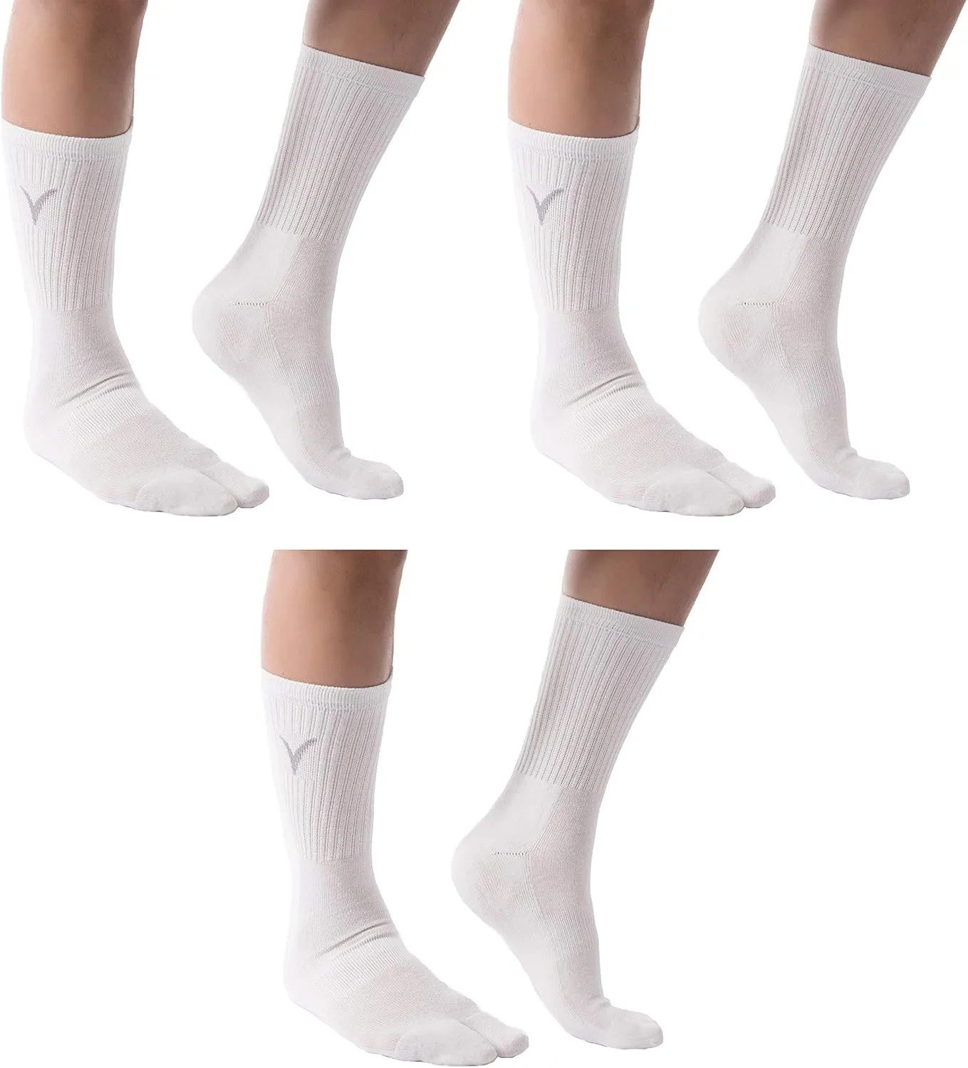 3 Pairs Thick Flip-Flop Big Toe Socks Crew Mid Calf or Ankle Size: Women 9-12 Men 8-11
