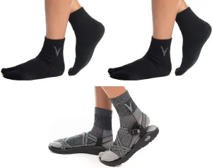 3 Pairs V-Toe Wool Flip-Flop Big Toe Tabi Socks Shoe Size: Men 8.5-10.5 Women 9-11.5