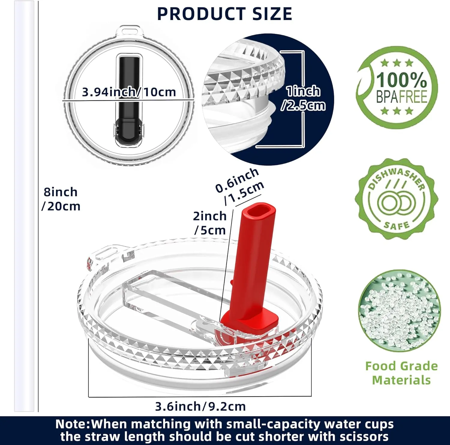 30 oz Straw Leak Proof Lid for YETI, Tumbler Lid for Yeti Rambler 30/32 oz Tumbler,26/35/42 oz Straw Mug,and Hydro Flask 32/40oz Travel Tumbler,Replacement Lid BPA Free(Red*2)