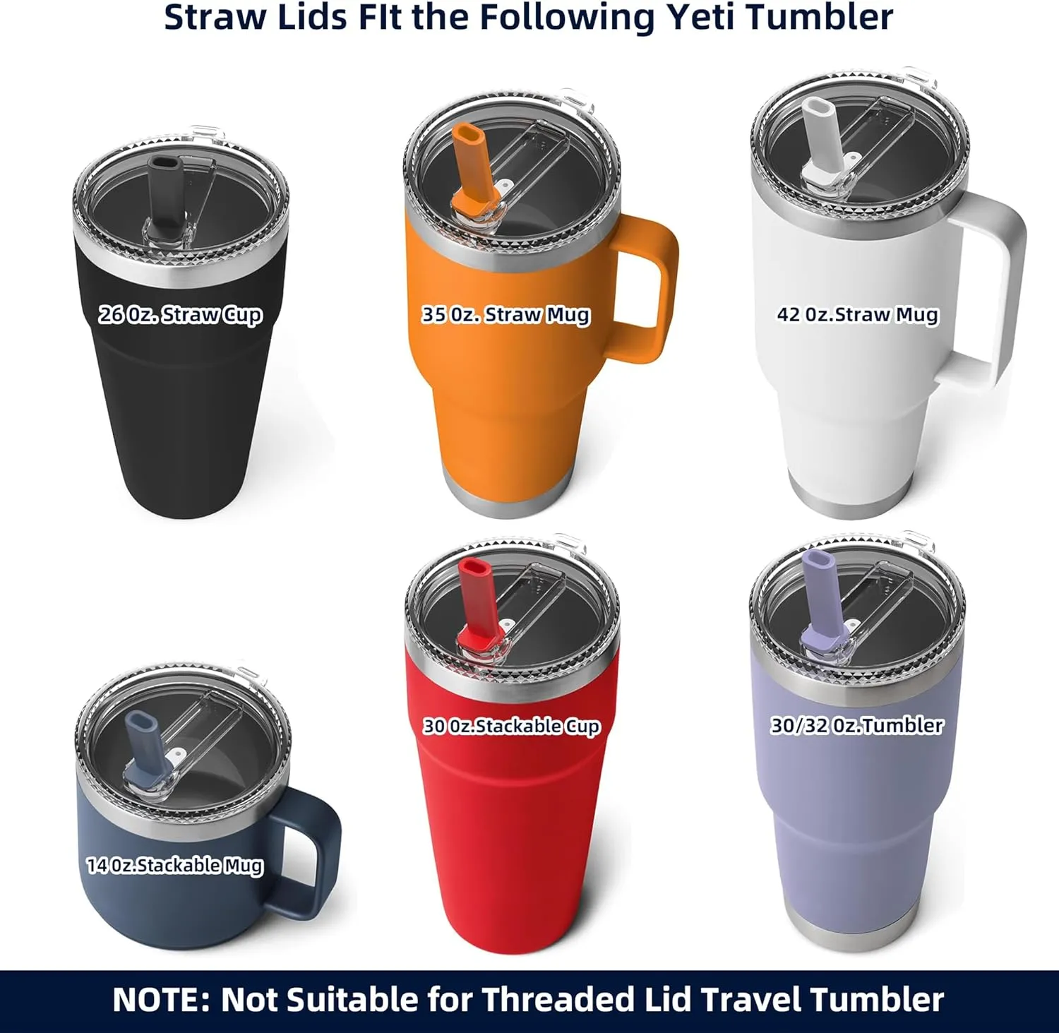 30 oz Straw Leak Proof Lid for YETI, Tumbler Lid for Yeti Rambler 30/32 oz Tumbler,26/35/42 oz Straw Mug,and Hydro Flask 32/40oz Travel Tumbler,Replacement Lid BPA Free(Red*2)