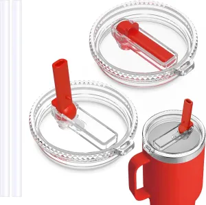 30 oz Straw Leak Proof Lid for YETI, Tumbler Lid for Yeti Rambler 30/32 oz Tumbler,26/35/42 oz Straw Mug,and Hydro Flask 32/40oz Travel Tumbler,Replacement Lid BPA Free(Red*2)
