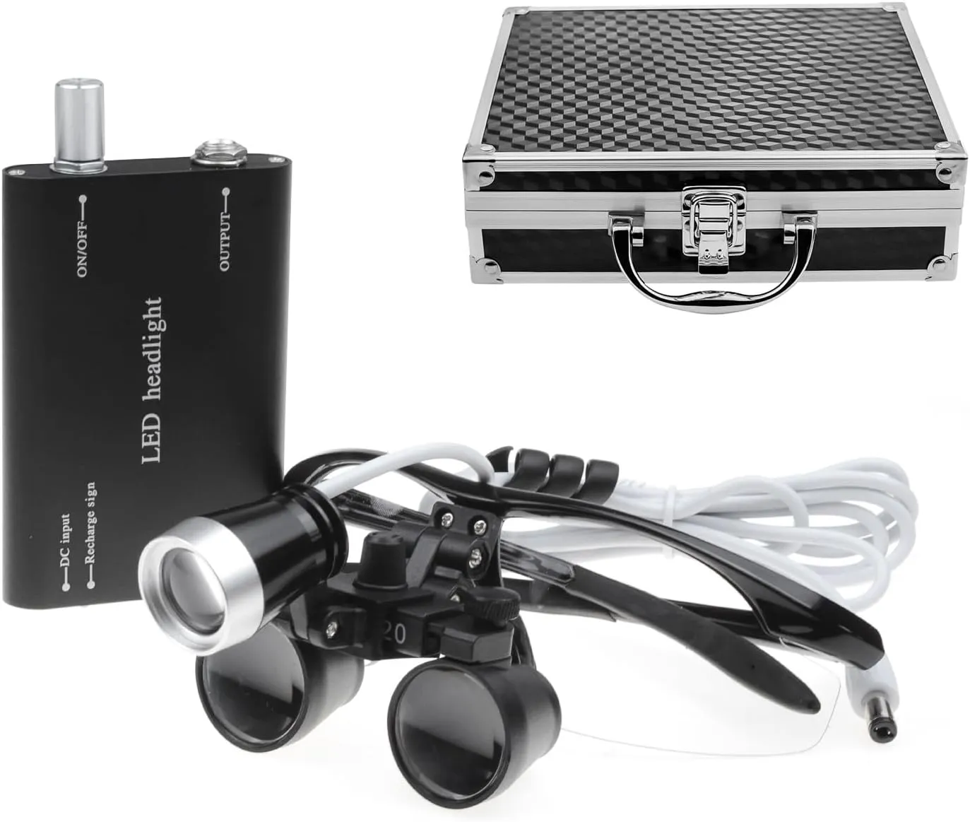 3.5X 420mm Surgical Binocular Loupes Head Light Blue Aluminum Box Magnifiers by NNSKI (Black)