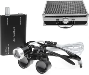 3.5X 420mm Surgical Binocular Loupes Head Light Blue Aluminum Box Magnifiers by NNSKI (Black)