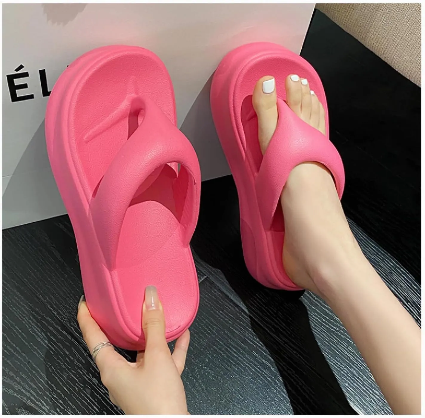7.0cm thick bottom female outer wear summer new flip-flops casual high heel slippers