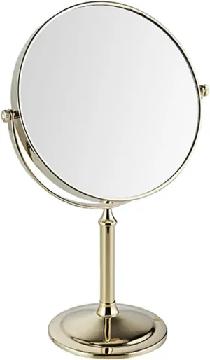 8 Inch Tabletop Makeup Mirror, Double-Sided Rotating Magnifying Cosmetic Mirror, HD Standing Shaving Mirror for Men, Hotel Countertop Vanity Mirror,Gold,7X