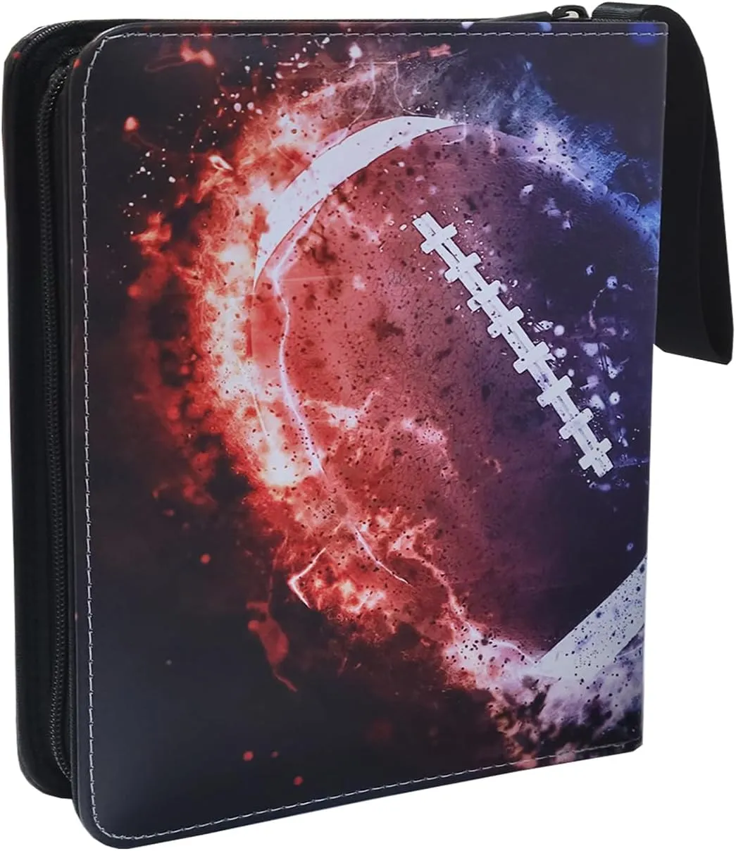 900 Pocket Football Binder with 50 Removable Sleeves and 9-Pocket PU Collection, Compatible with Trading Card, MTG, and TCG