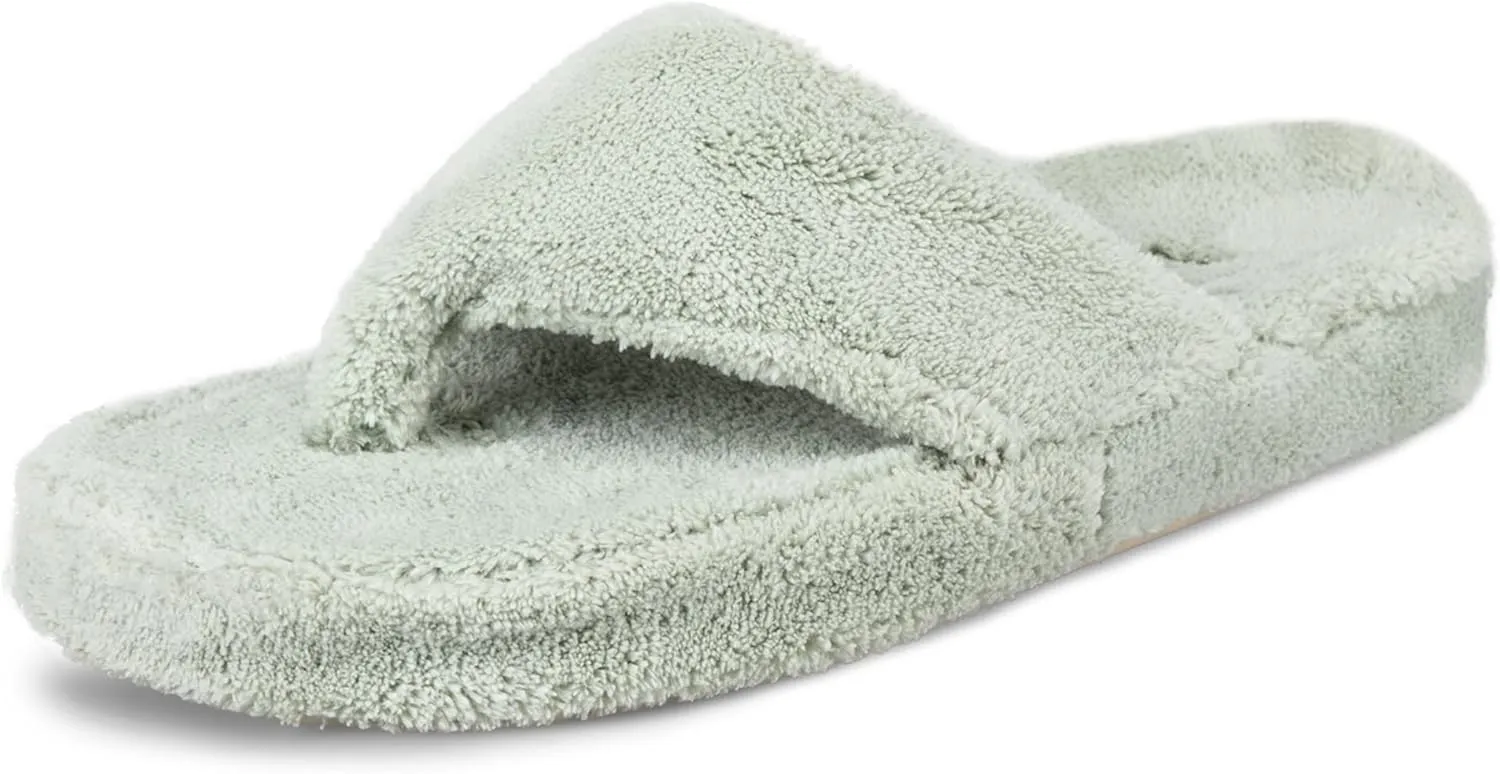Acorn Women's Spa Thong Slippers with Cloud Contour Comfort - Arch Support and Plush Fluffy Terry Lining, Perfect for Beach, Camping, Poolside, or Bathroom Wear