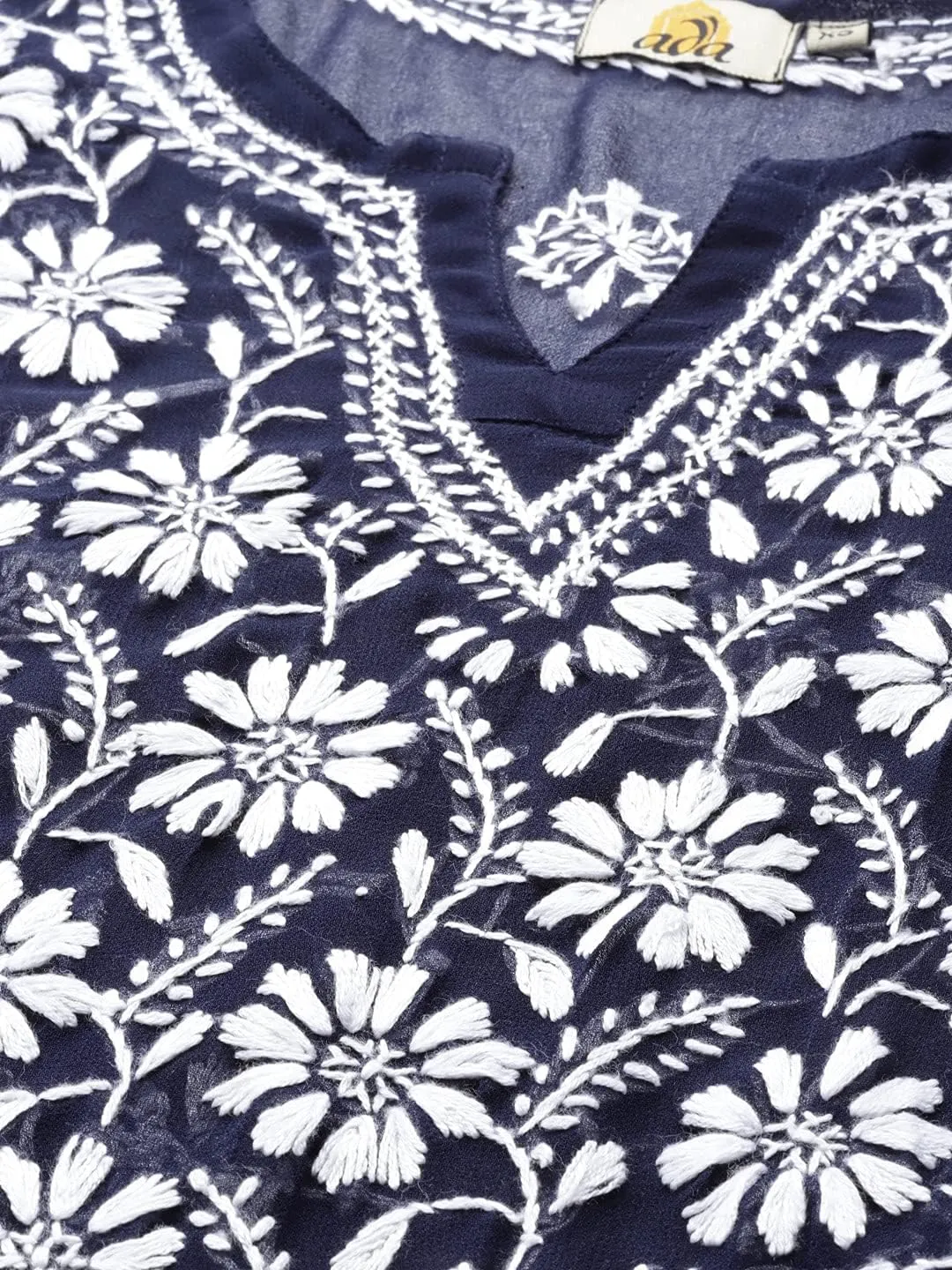 Ada Hand Embroidered Indian Chikankari Georgette Kurti Kurta with Slip for Women A90397
