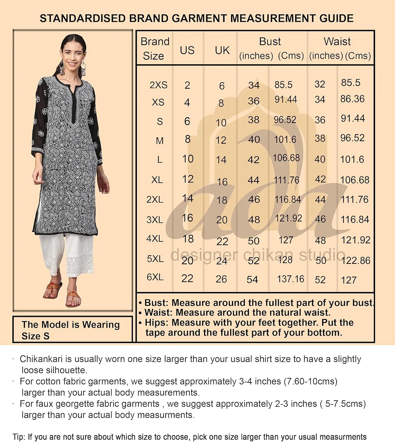 Ada Hand Embroidered Indian Chikankari Georgette Kurti Kurta with Slip for Women A90397