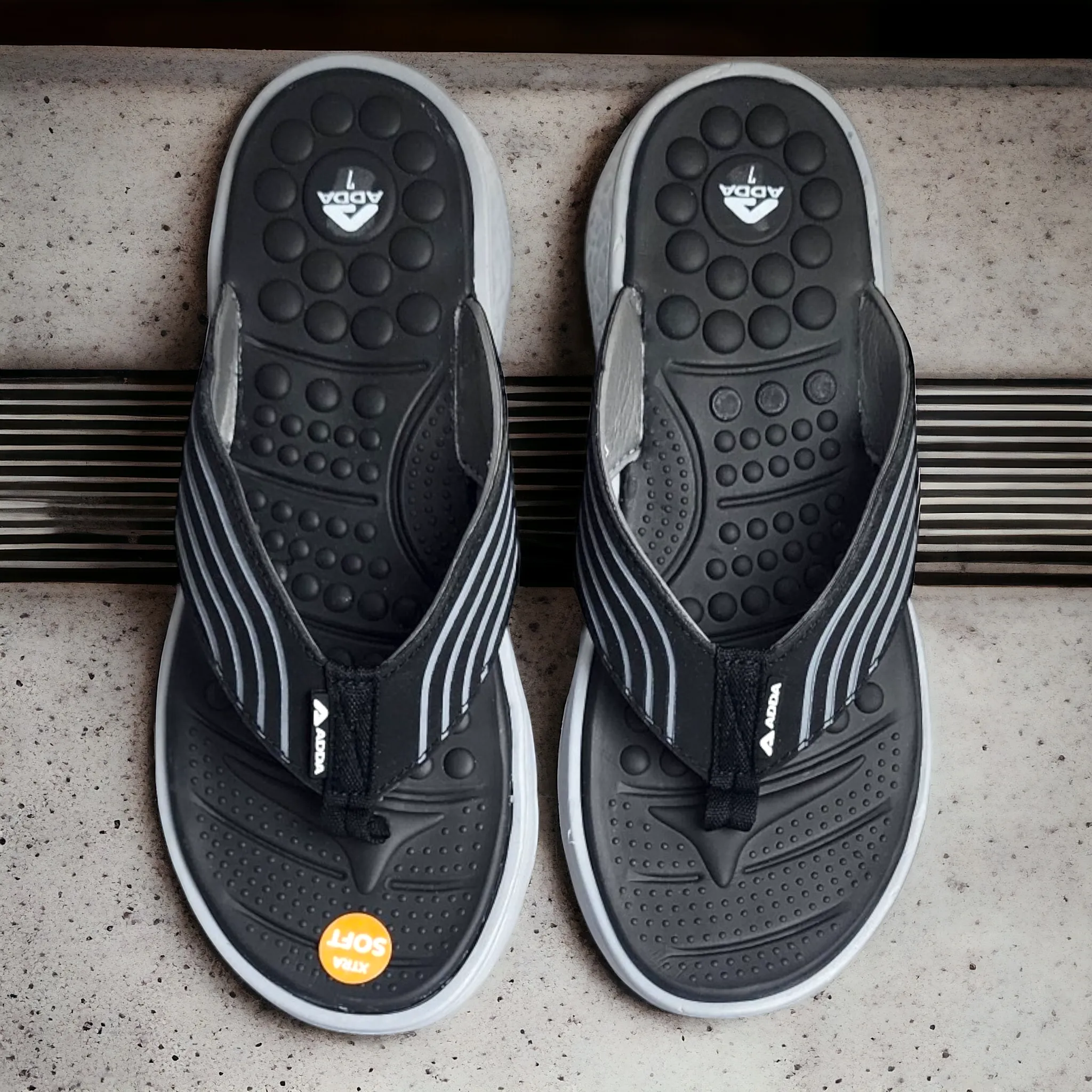 ADDA ARROW2 BLACK/GREY Men's Slipper/Chapple/Flip flop