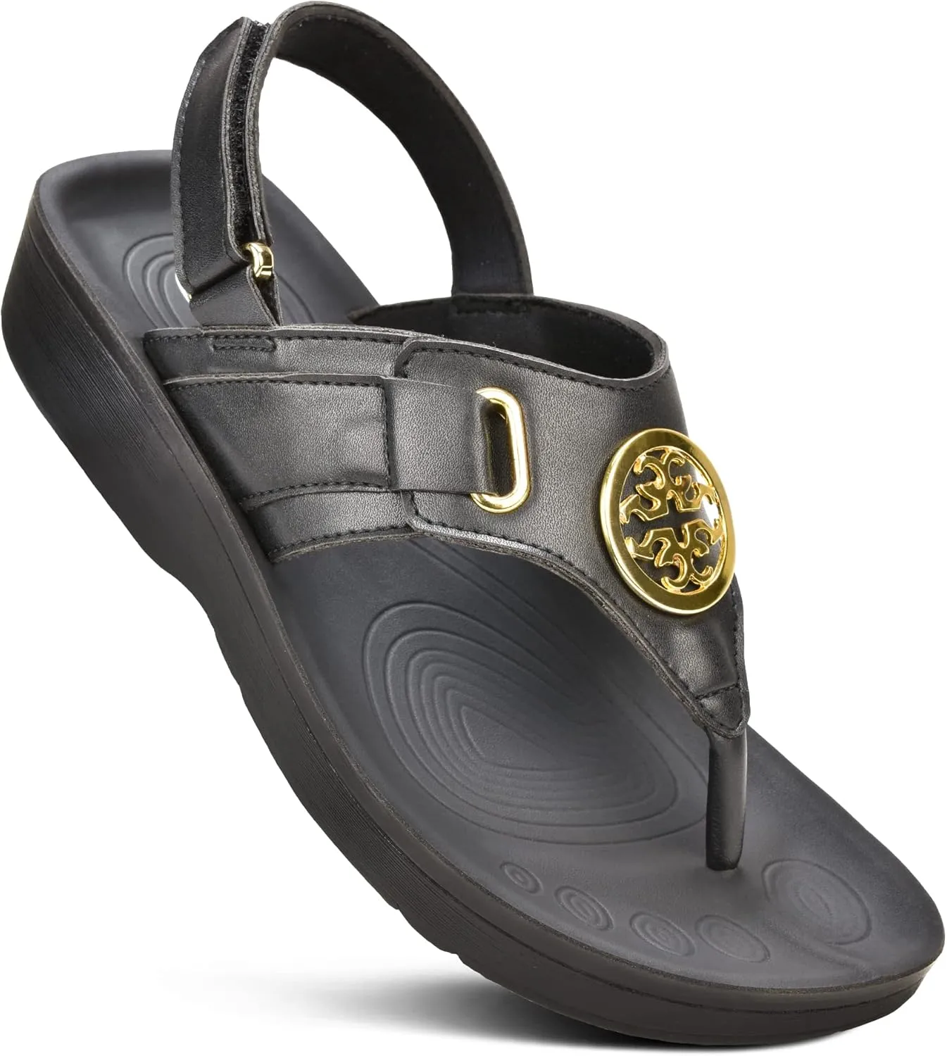 AEROTHOTIC Arch Support Flip Flops for Women Comfortable Stylish Straps with Non Slip Footbed Fashion Dressy Sandals Outdoor Travel Vacation Essentials