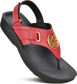 AEROTHOTIC Arch Support Flip Flops for Women Comfortable Stylish Straps with Non Slip Footbed Fashion Dressy Sandals Outdoor Travel Vacation Essentials