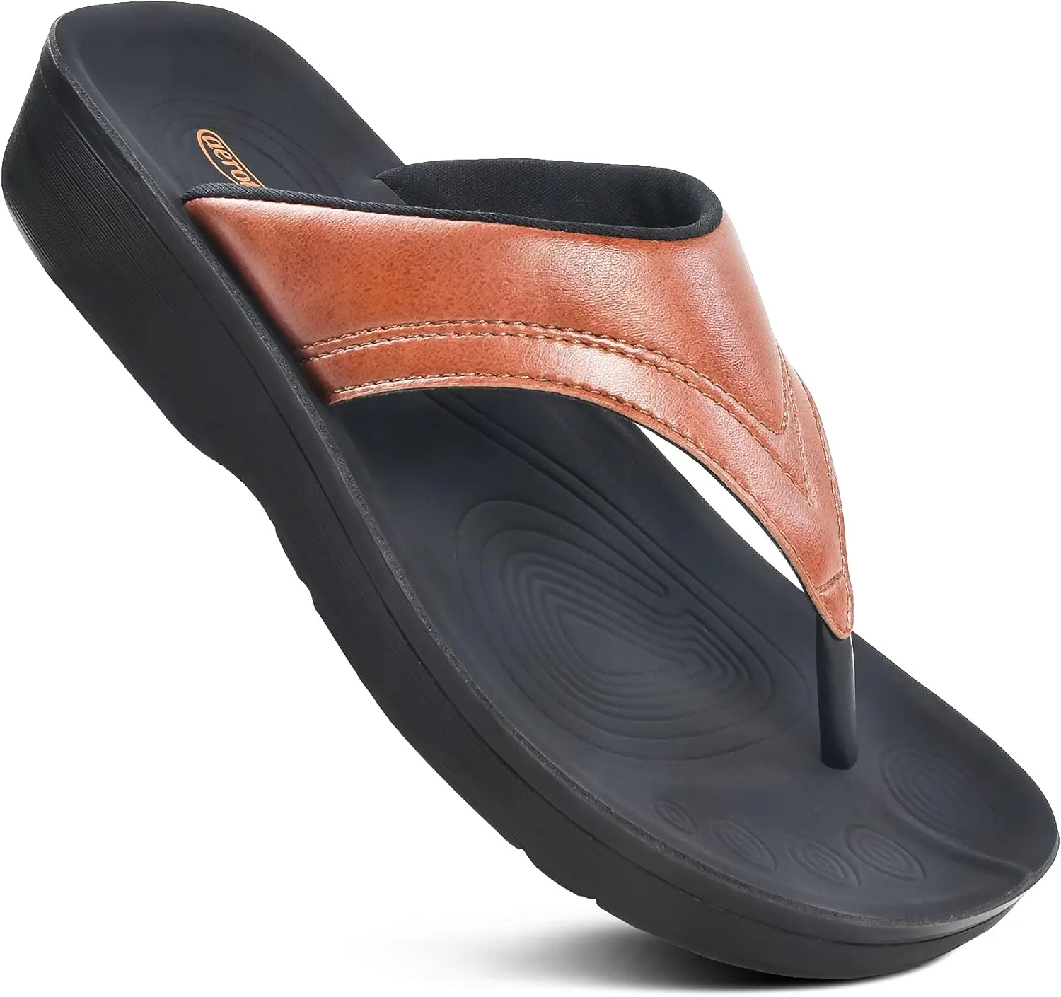 AEROTHOTIC Arch Support Flip Flops for Women Comfortable Stylish Straps with Non Slip Footbed Fashion Dressy Sandals Outdoor Travel Vacation Essentials