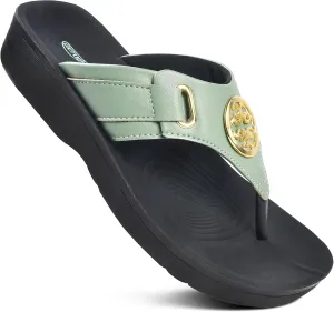 AEROTHOTIC Arch Support Flip Flops for Women Comfortable Stylish Straps with Non Slip Footbed Fashion Dressy Sandals Outdoor Travel Vacation Essentials
