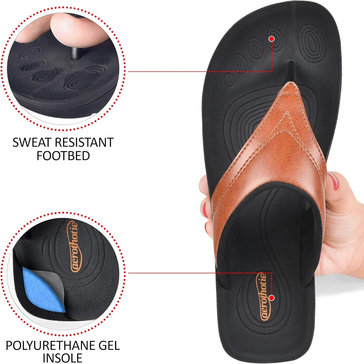 AEROTHOTIC Arch Support Flip Flops for Women Comfortable Stylish Straps with Non Slip Footbed Fashion Dressy Sandals Outdoor Travel Vacation Essentials