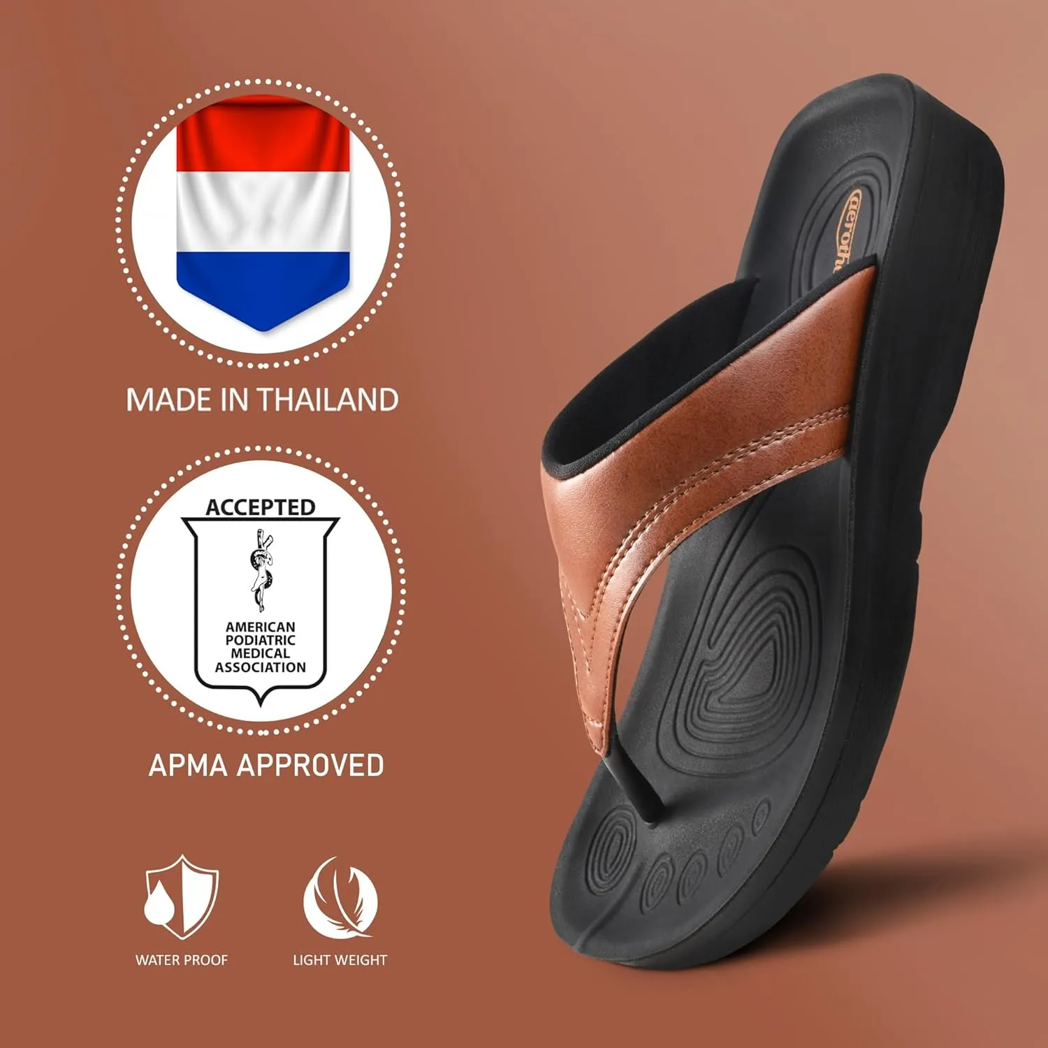 AEROTHOTIC Arch Support Flip Flops for Women Comfortable Stylish Straps with Non Slip Footbed Fashion Dressy Sandals Outdoor Travel Vacation Essentials