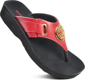 AEROTHOTIC Arch Support Flip Flops for Women Comfortable Stylish Straps with Non Slip Footbed Fashion Dressy Sandals Outdoor Travel Vacation Essentials