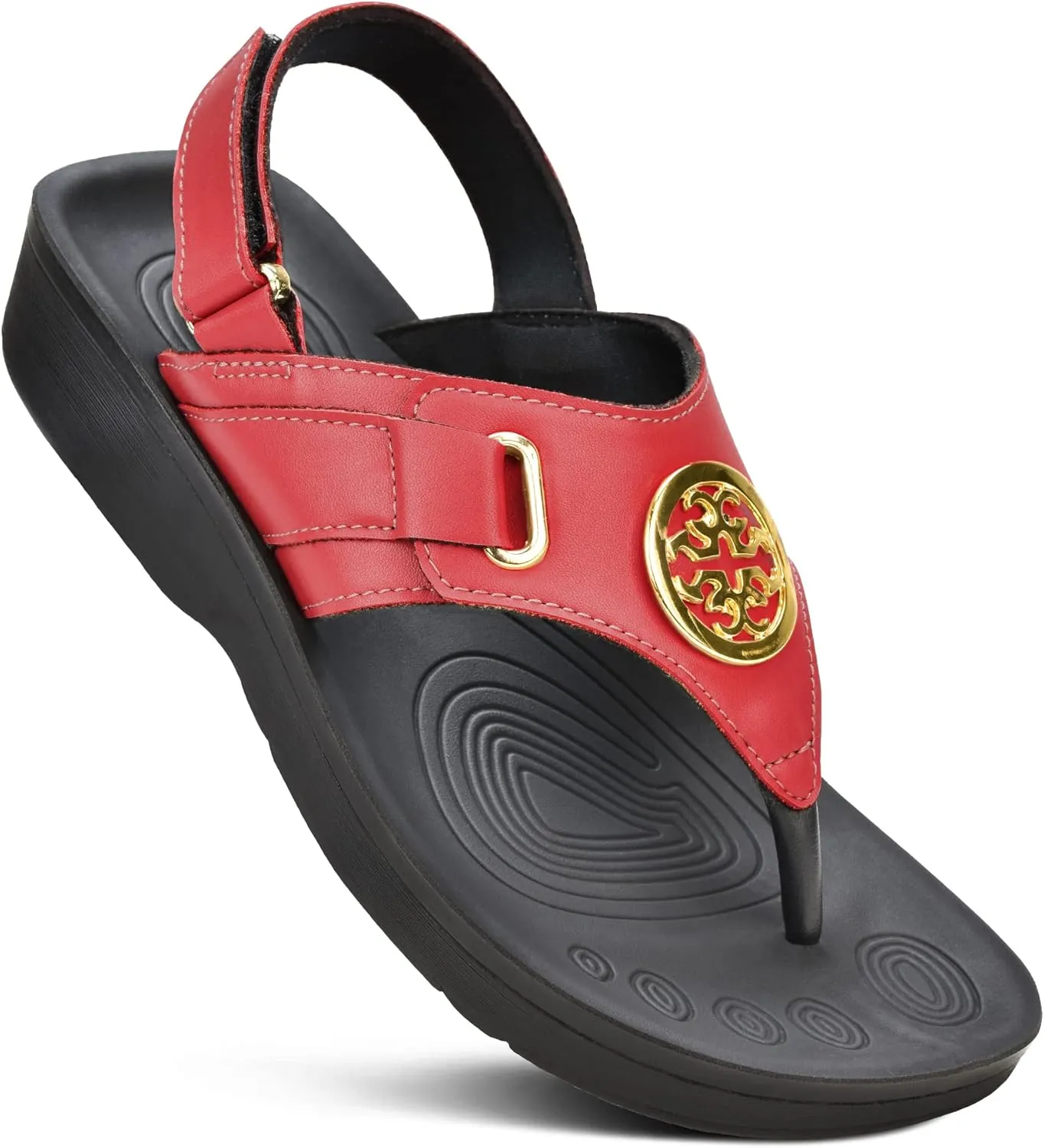 AEROTHOTIC Arch Support Flip Flops for Women Comfortable Stylish Straps with Non Slip Footbed Fashion Dressy Sandals Outdoor Travel Vacation Essentials