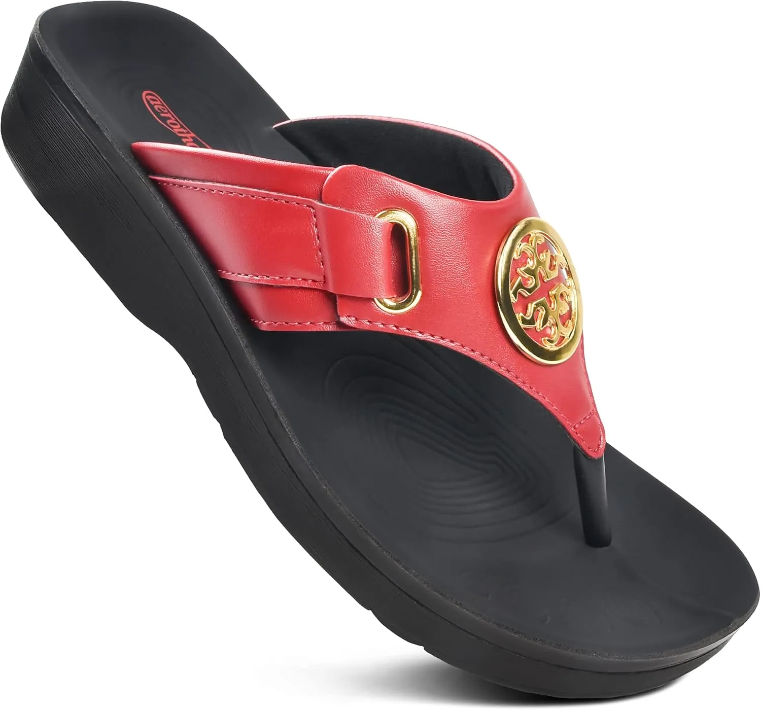 AEROTHOTIC Arch Support Flip Flops for Women Comfortable Stylish Straps with Non Slip Footbed Fashion Dressy Sandals Outdoor Travel Vacation Essentials