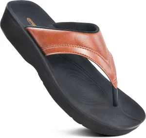 AEROTHOTIC Arch Support Flip Flops for Women Comfortable Stylish Straps with Non Slip Footbed Fashion Dressy Sandals Outdoor Travel Vacation Essentials