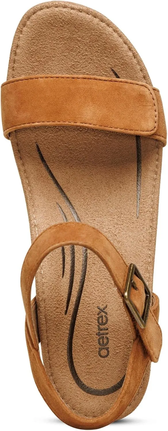 Aetrex Women's Sydney Orthopedic Quarter Ankle Strap Espadrille Wedge Sandals