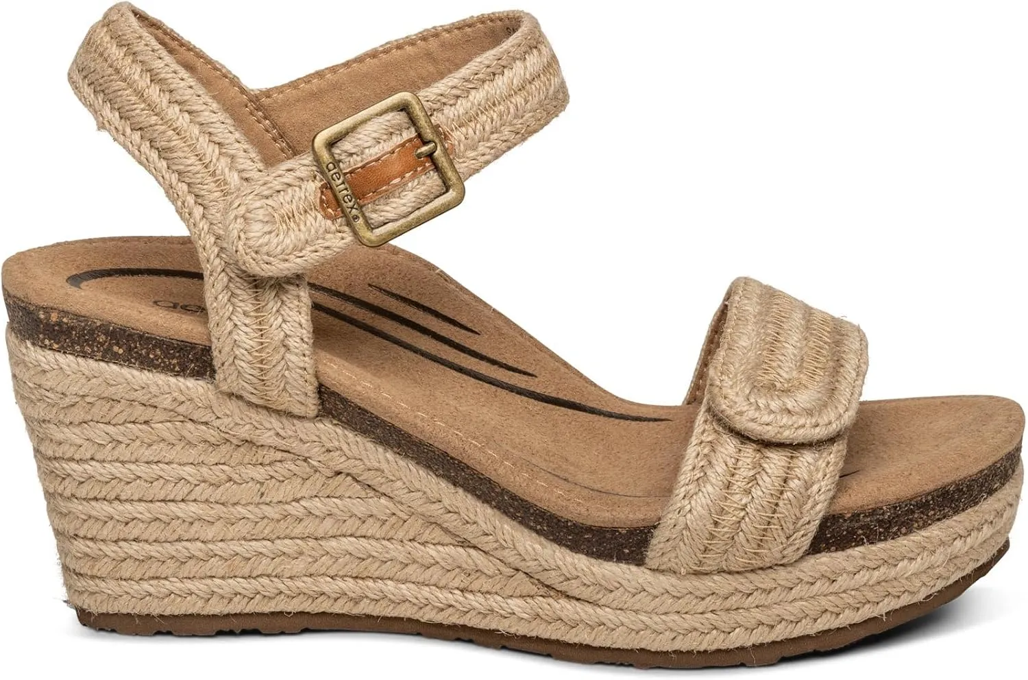 Aetrex Women's Sydney Orthopedic Quarter Ankle Strap Espadrille Wedge Sandals
