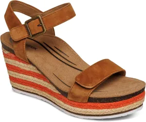 Aetrex Women's Sydney Orthopedic Quarter Ankle Strap Espadrille Wedge Sandals
