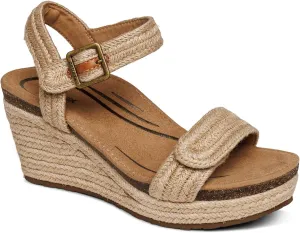 Aetrex Women's Sydney Orthopedic Quarter Ankle Strap Espadrille Wedge Sandals