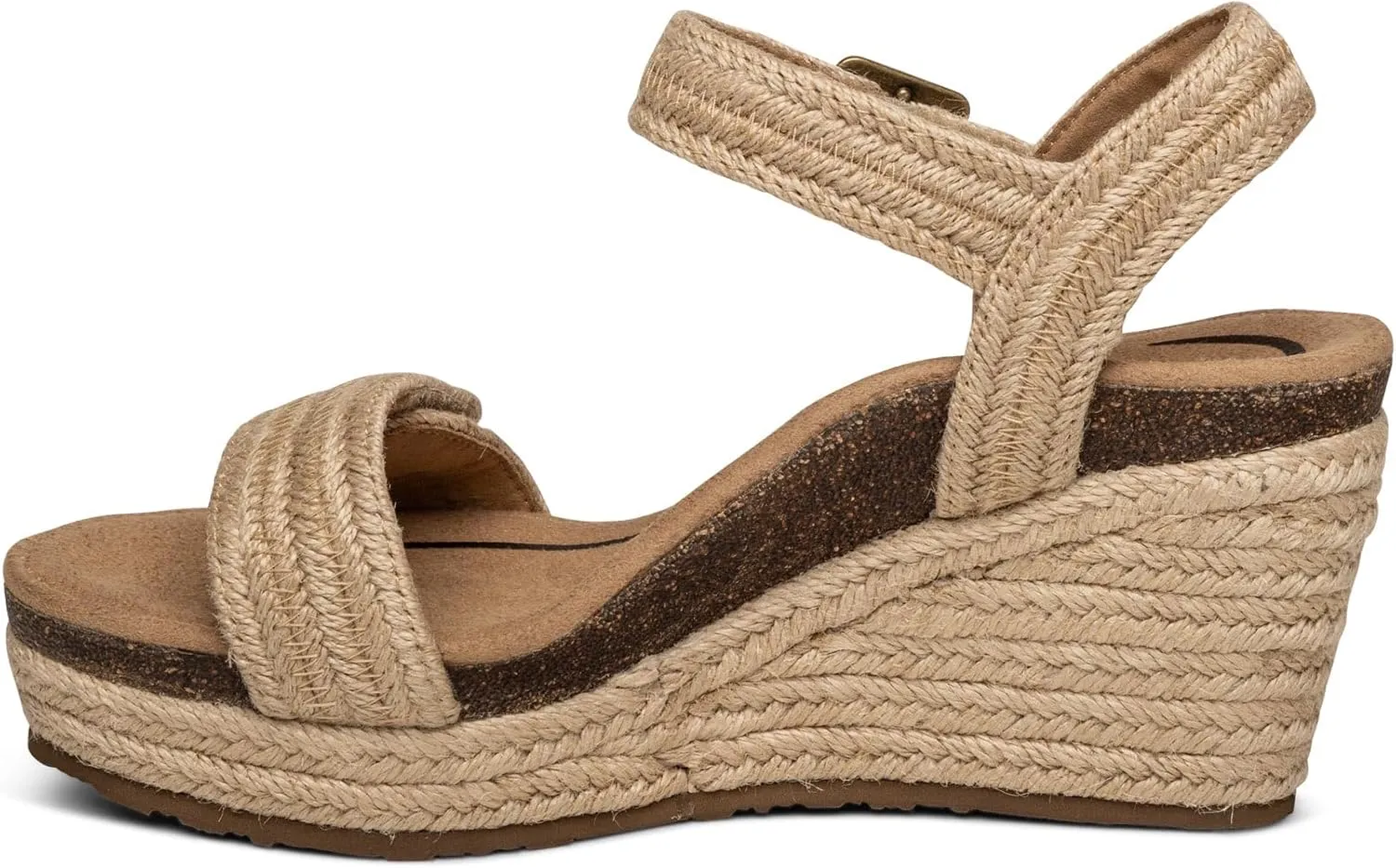 Aetrex Women's Sydney Orthopedic Quarter Ankle Strap Espadrille Wedge Sandals