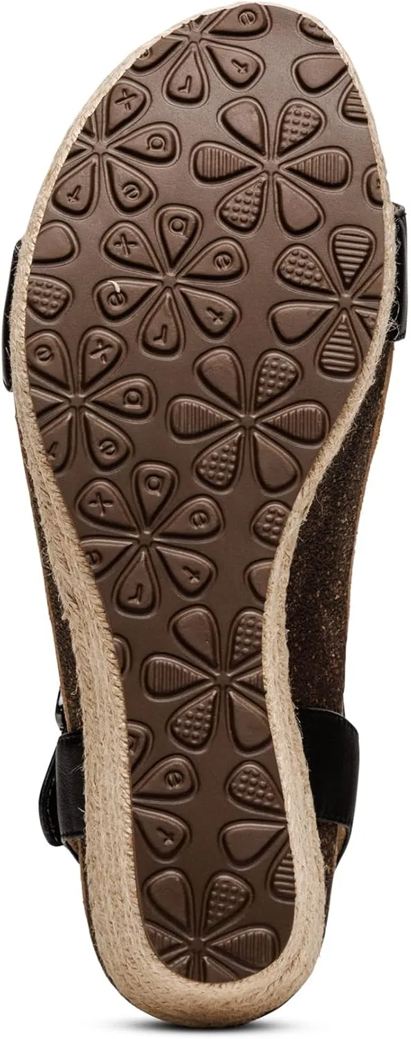 Aetrex Women's Sydney Orthopedic Quarter Ankle Strap Espadrille Wedge Sandals