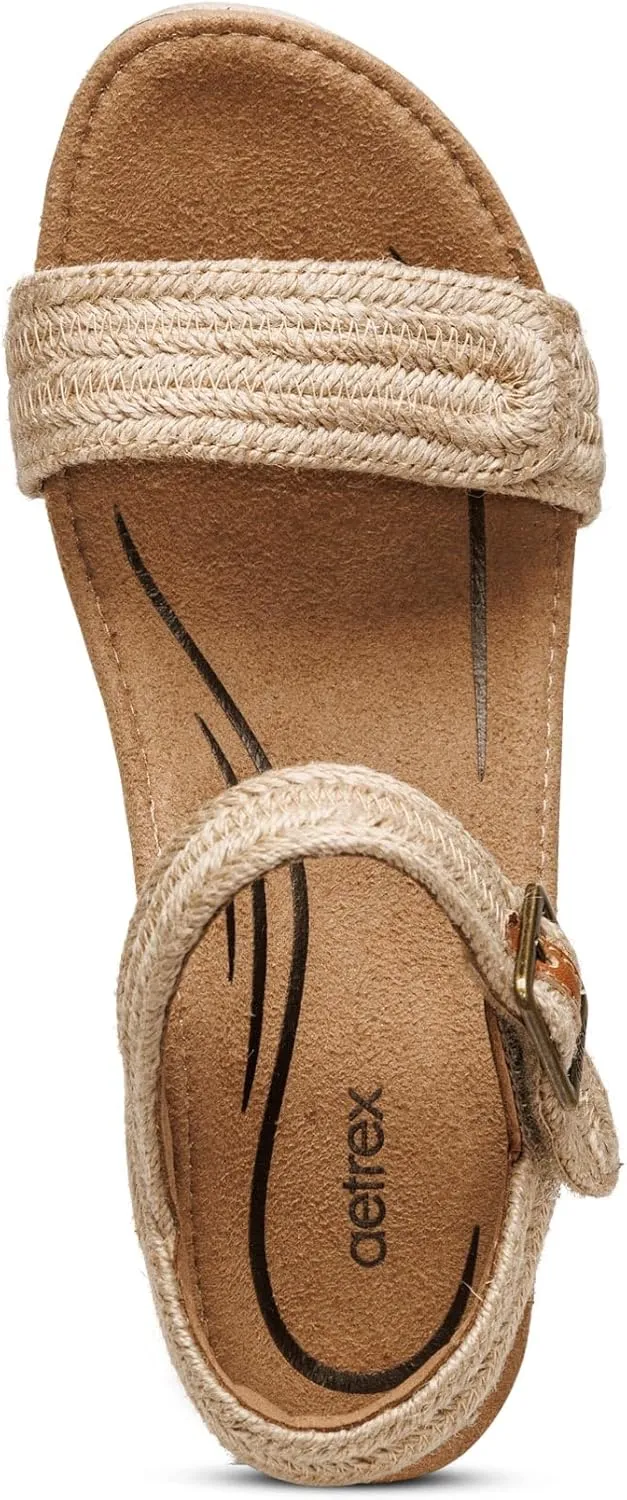 Aetrex Women's Sydney Orthopedic Quarter Ankle Strap Espadrille Wedge Sandals