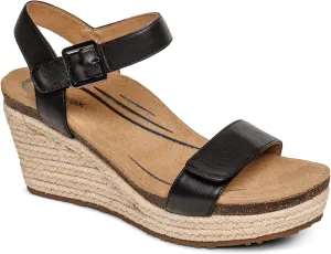 Aetrex Women's Sydney Orthopedic Quarter Ankle Strap Espadrille Wedge Sandals