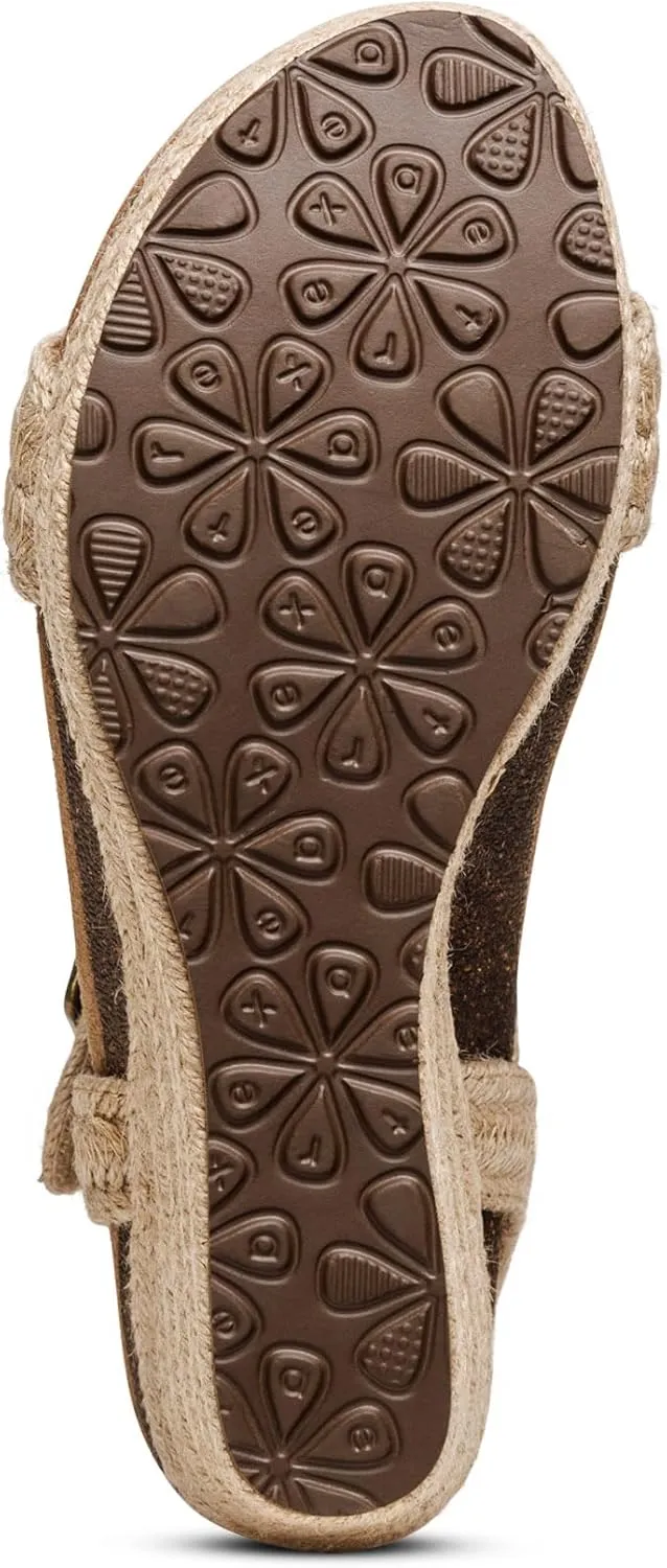 Aetrex Women's Sydney Orthopedic Quarter Ankle Strap Espadrille Wedge Sandals