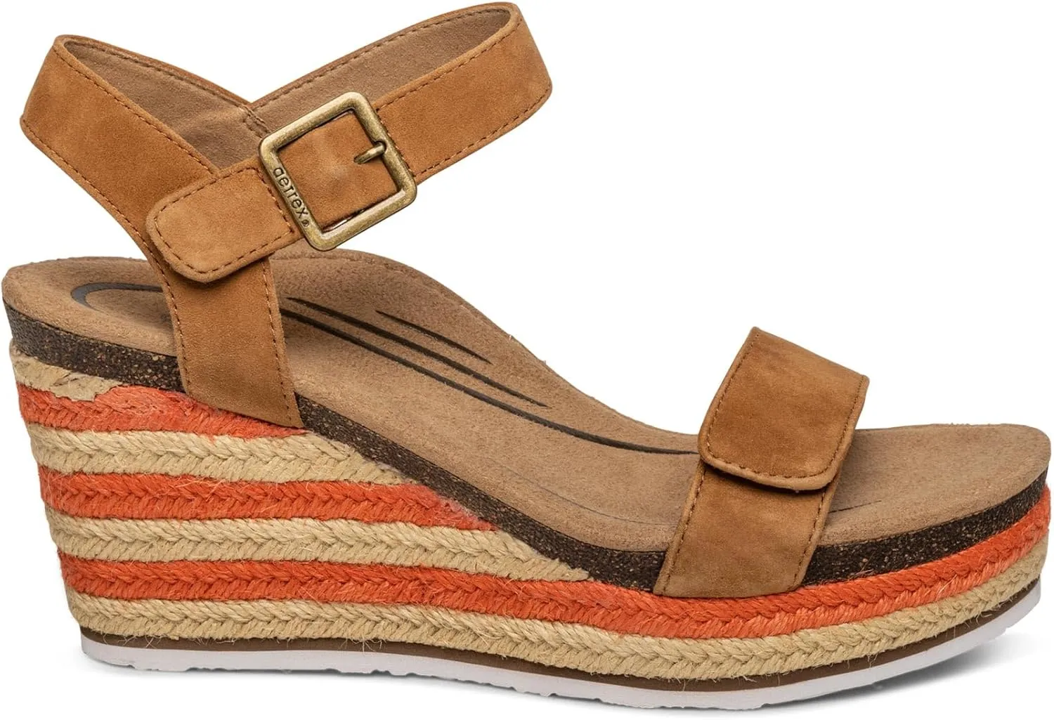 Aetrex Women's Sydney Orthopedic Quarter Ankle Strap Espadrille Wedge Sandals