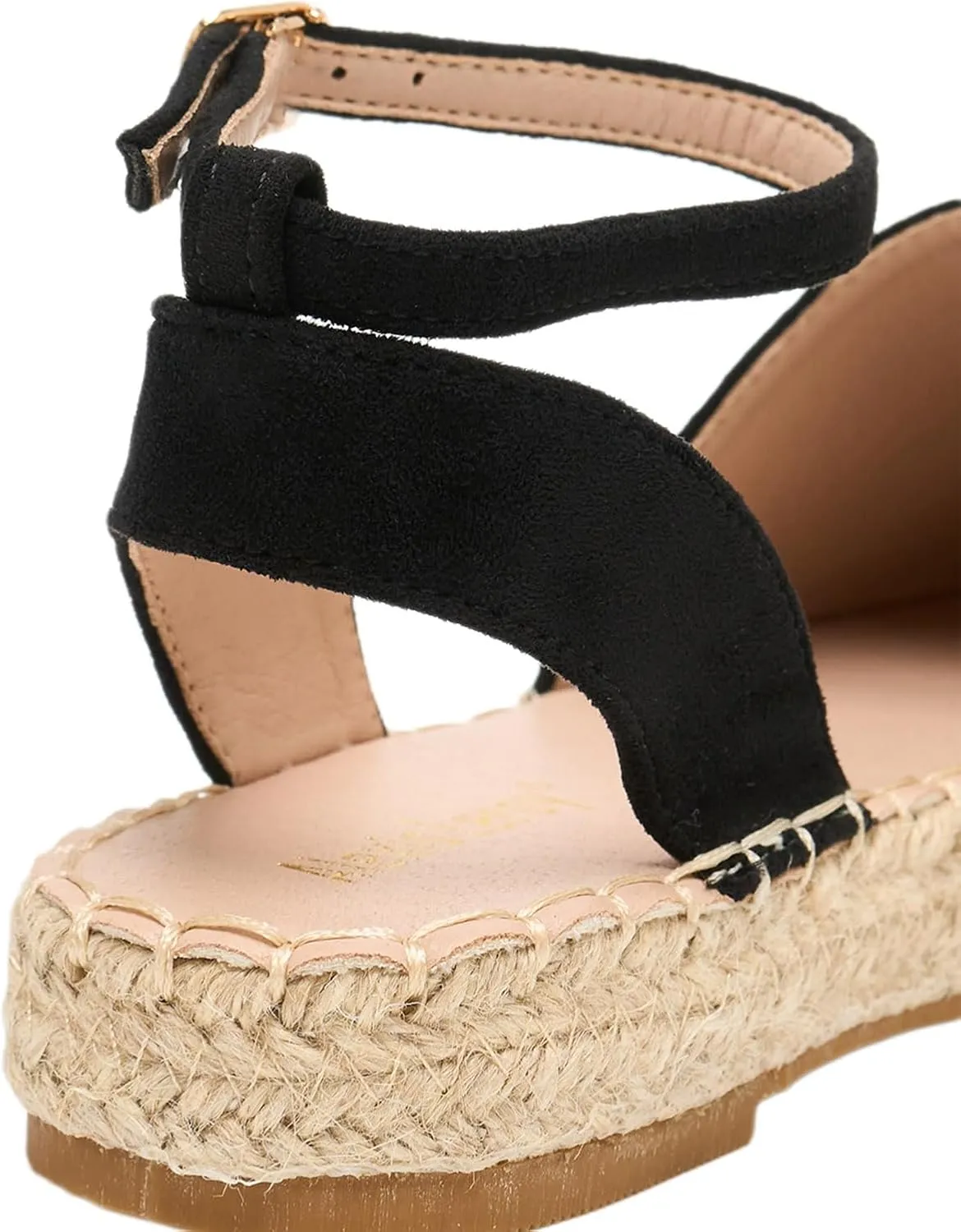 Alexis Leroy Women's Closed Toe Hollow Out Vamp Ankle Strap Platform Espadrille Sandals