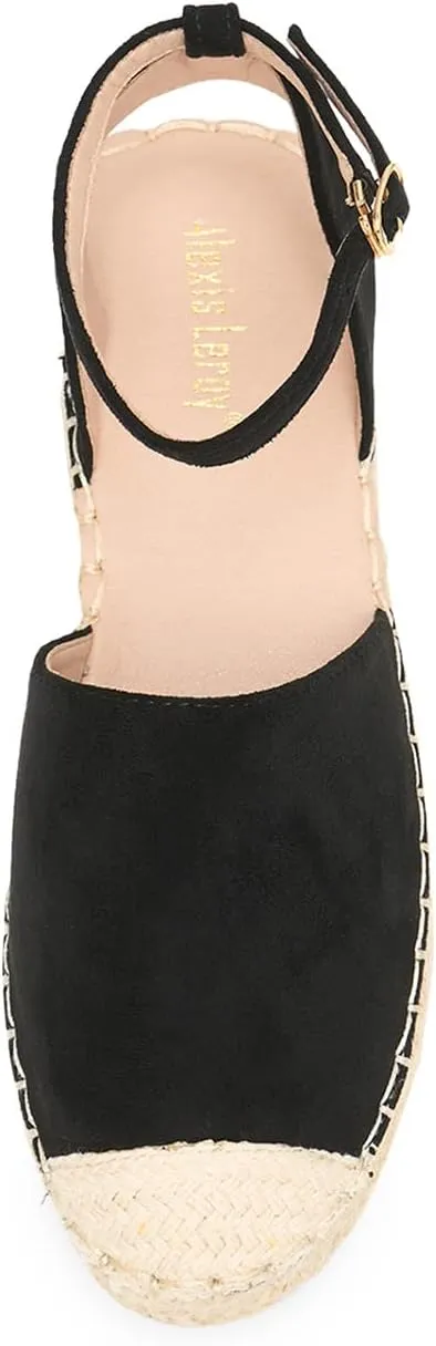 Alexis Leroy Women's Closed Toe Hollow Out Vamp Ankle Strap Platform Espadrille Sandals