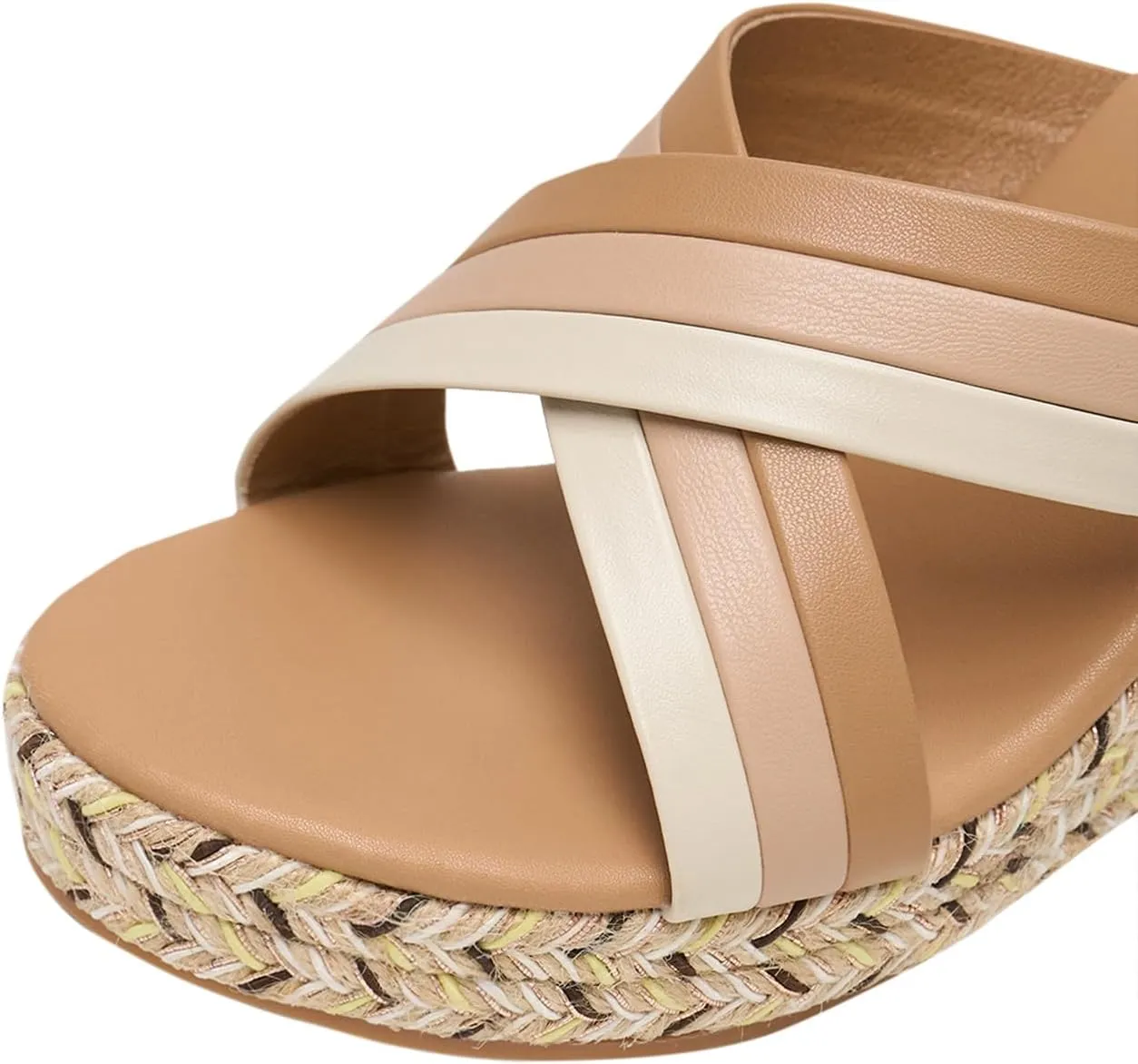 Alexis Leroy Women’s Comfortable Open Toe Crisscross Straps Slip on Wedge Sandals