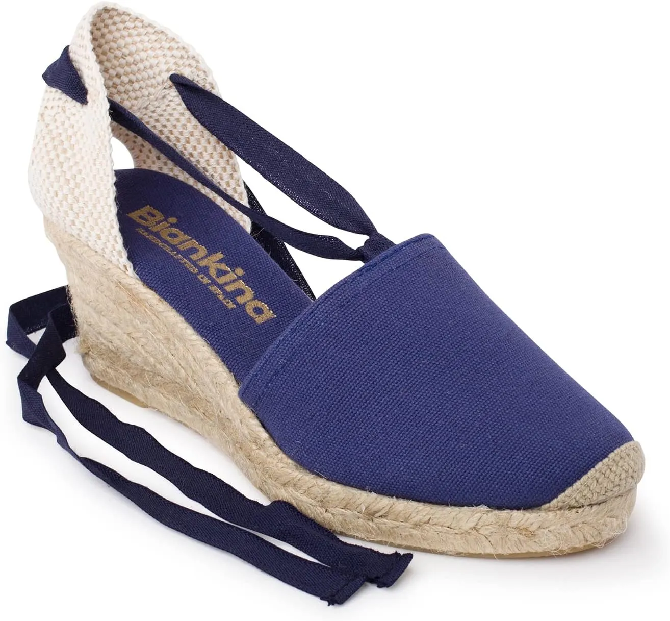 Almanera Authentic Spanish Espadrille Wedge Sandals for Women - Sustainable, Eco Friendly, Vegan Shoes. Classic Style, Organic Cotton Canvas Upper, Comfy Insole, Jute Midsole, Rubber Sole. Made in Spain