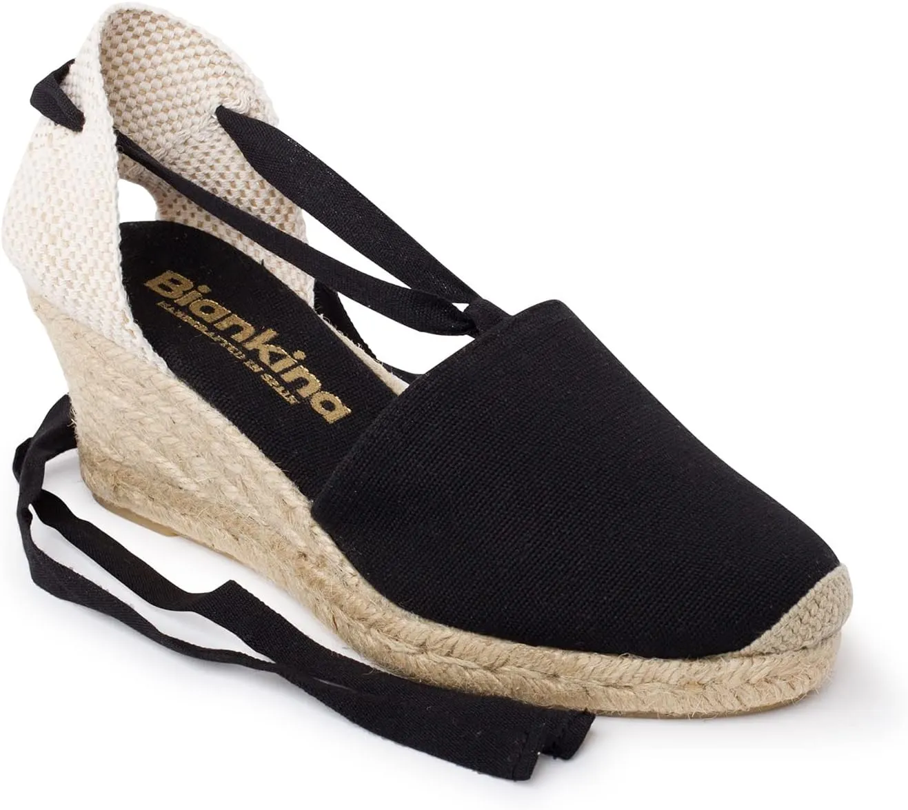Almanera Authentic Spanish Espadrille Wedge Sandals for Women - Sustainable, Eco Friendly, Vegan Shoes. Classic Style, Organic Cotton Canvas Upper, Comfy Insole, Jute Midsole, Rubber Sole. Made in Spain