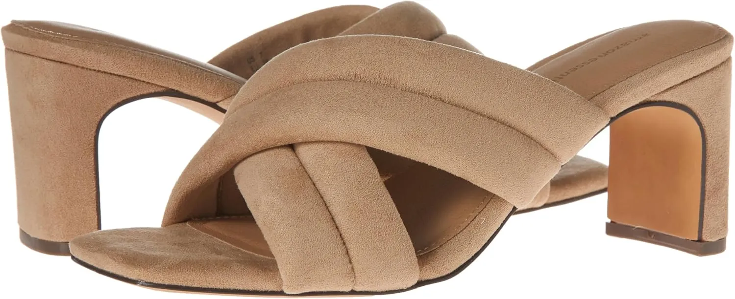 Amazon Essentials Women's Crossover Heeled Sandal with Padded Straps and Memory Foam Insole