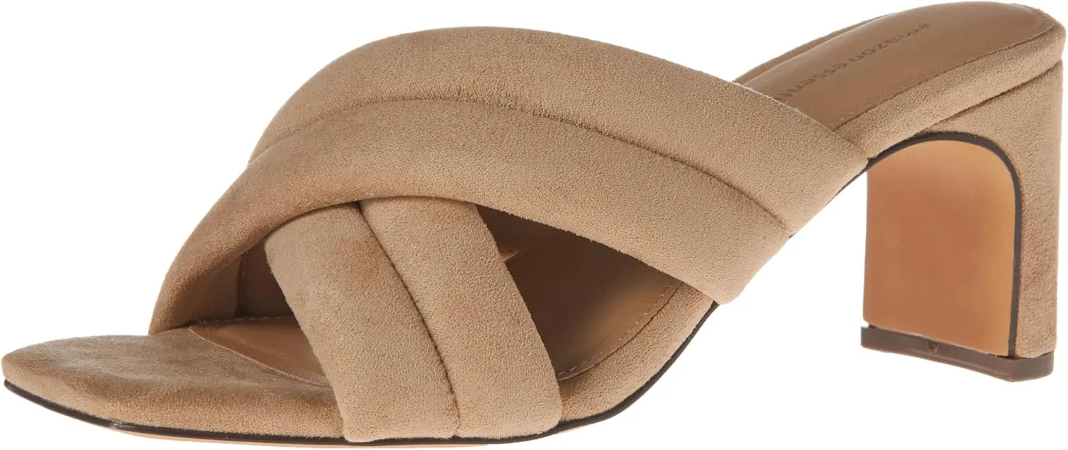 Amazon Essentials Women's Crossover Heeled Sandal with Padded Straps and Memory Foam Insole
