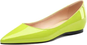 AMBELIGHT Comfy Flats for Women Pointed Toe Slip On Pumps Business Dress Shoe