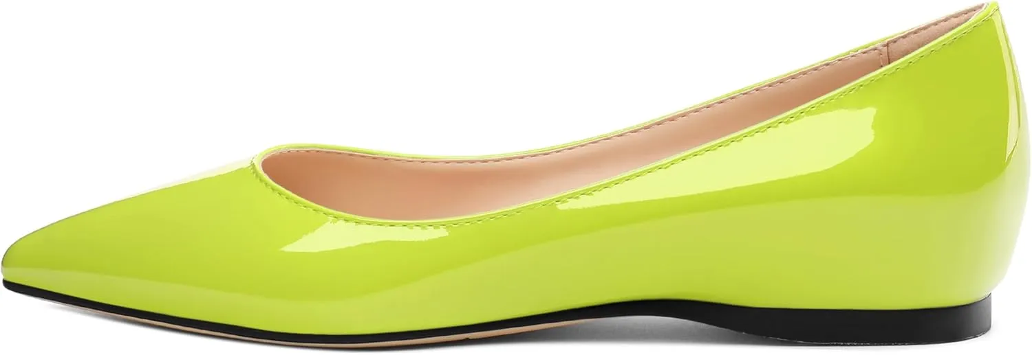 AMBELIGHT Comfy Flats for Women Pointed Toe Slip On Pumps Business Dress Shoe