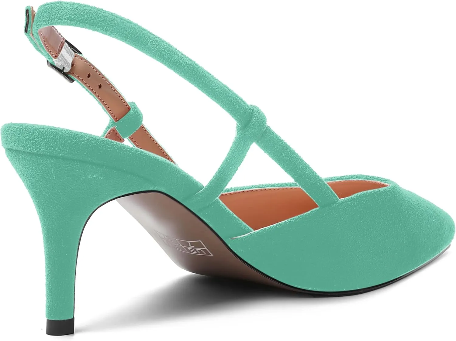 AMBELIGHT Womens Cute Office Square Toe Slingback Slip On Suede Kitten High Heel Pumps Shoes 2.5 Inch